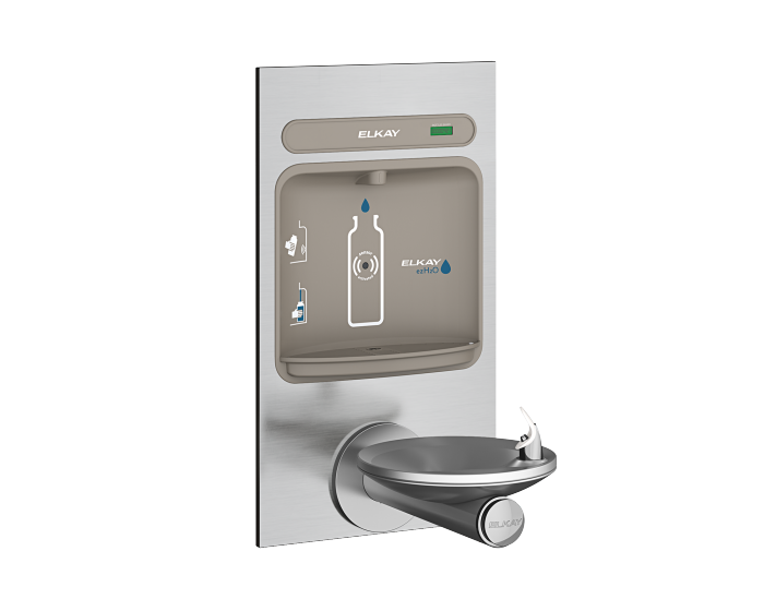 Elkay EZWS-EDFPBM114K | In-wall Bottle Filling Station | Filterless, Non-refrigerated, SwirlFlo fountain, Stainless Steel (Comes with Mounting frame)