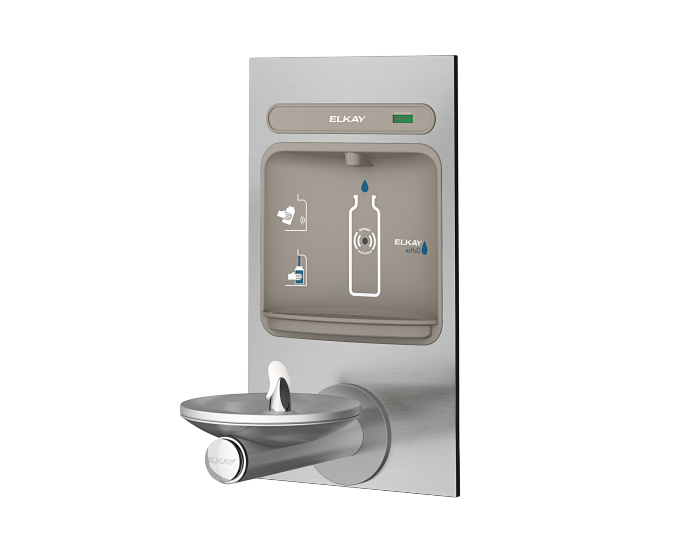 Elkay EZWS-EDFPBM114K | In-wall Bottle Filling Station | Filterless, Non-refrigerated, SwirlFlo fountain, Stainless Steel (Comes with Mounting frame)