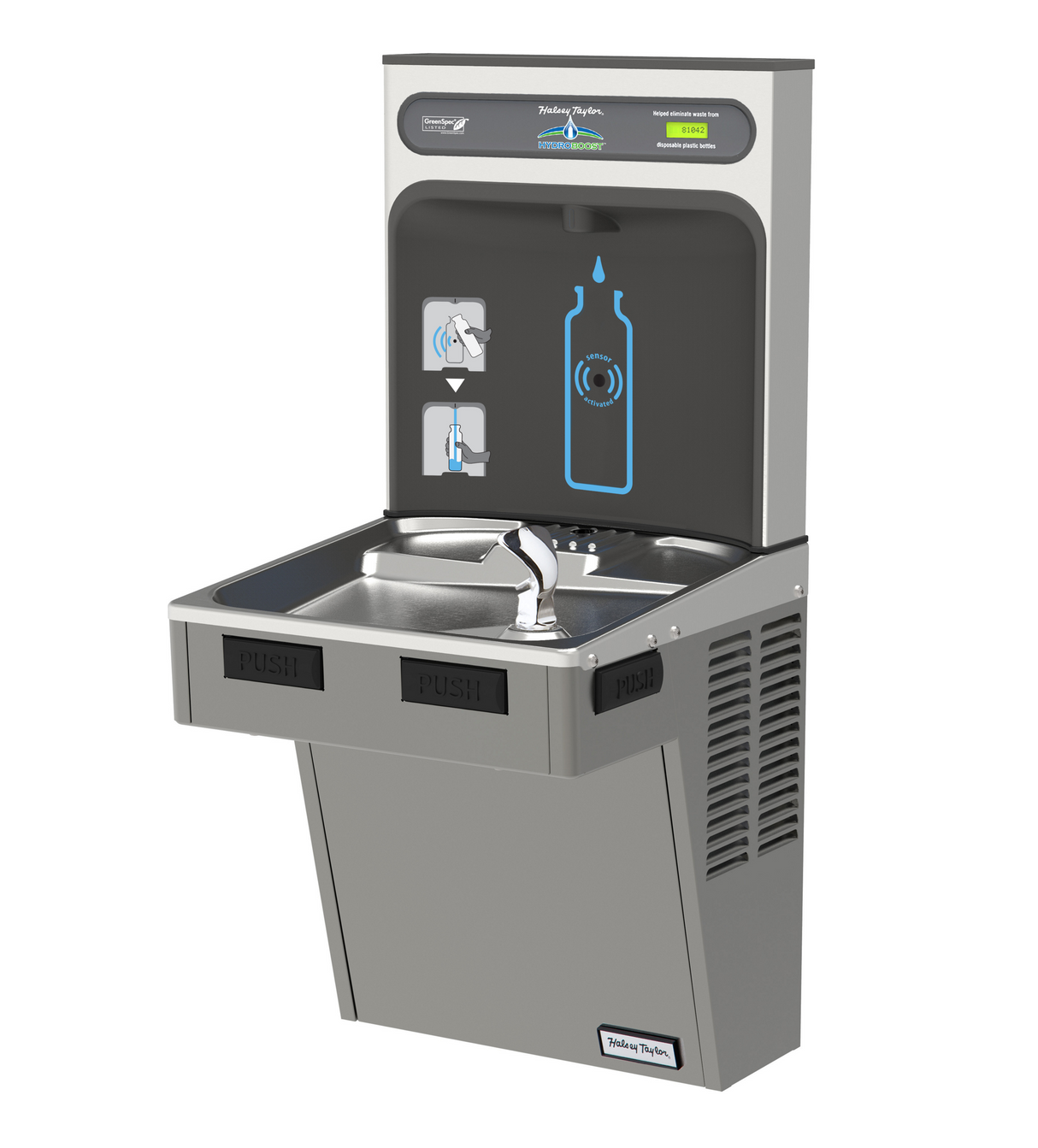 Halsey Taylor HTHB-HACG8PV-NF | Wall-mount Bottle Filling Station | Filterless, High-efficiency chiller, HAC-style fountain, Platinum Vinyl