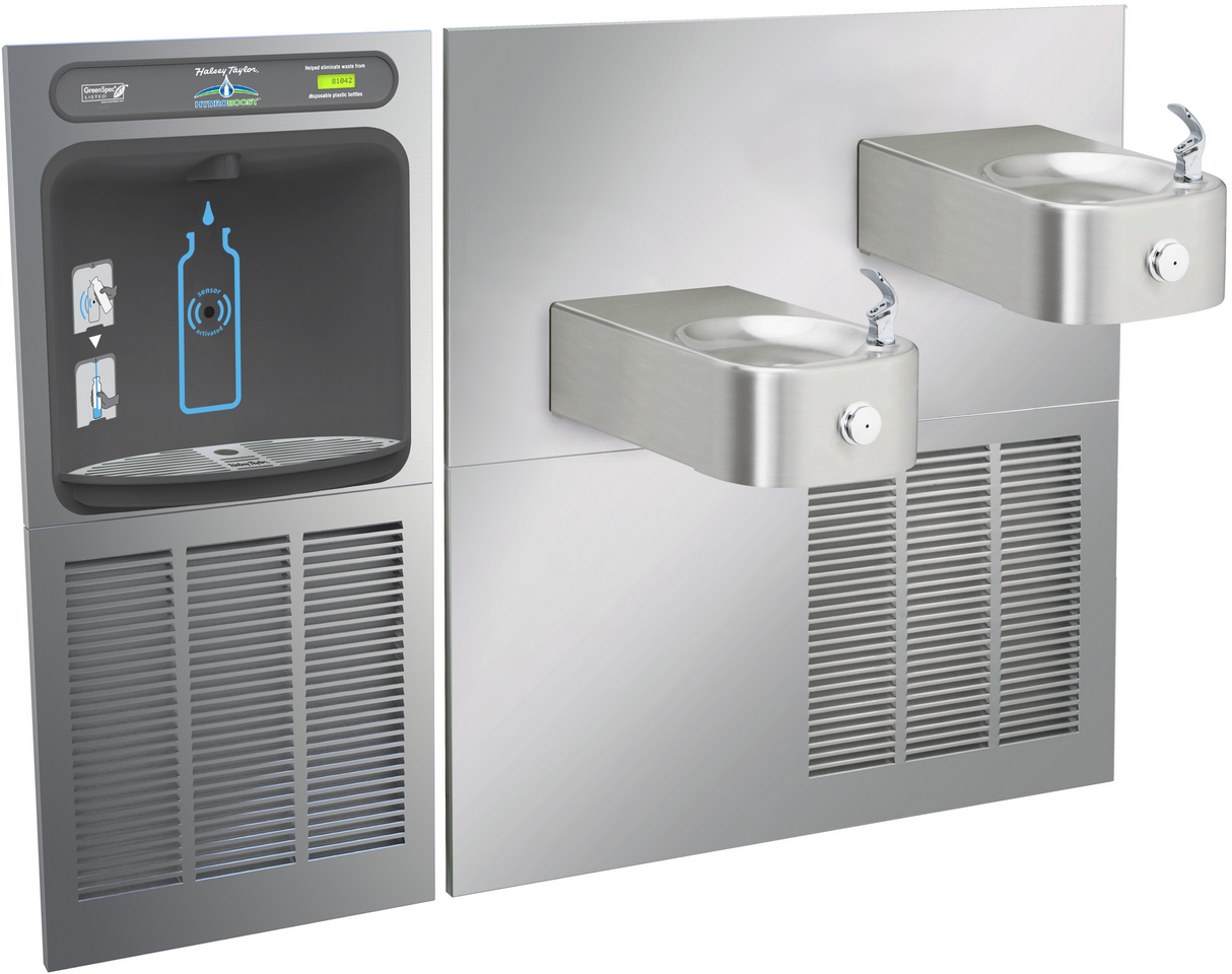 Halsey Taylor HTHB-HRFSER | In-wall Bi-level Bottle Filling Station | Filterless, Refrigerated, Contour drinking fountains, Stainless Steel color finish