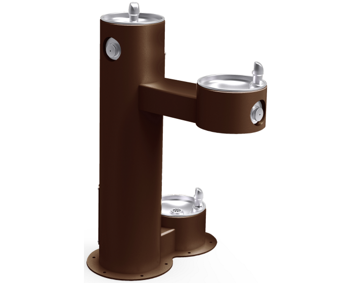 Elkay LK4420DBFRK | Freestanding Bi-level Drinking Fountain | Filterless, Non-refrigerated, Freeze-resistant, Includes a Dog-bowl / Pet fountain