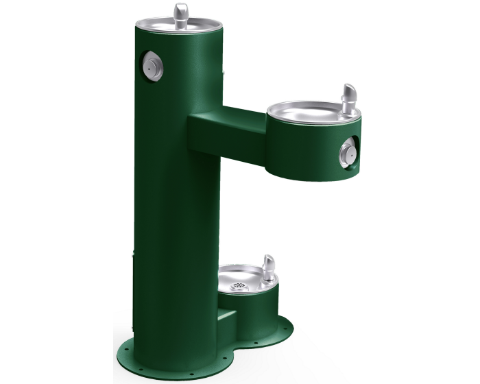 Elkay LK4420DBFRK | Freestanding Bi-level Drinking Fountain | Filterless, Non-refrigerated, Freeze-resistant, Includes a Dog-bowl / Pet fountain