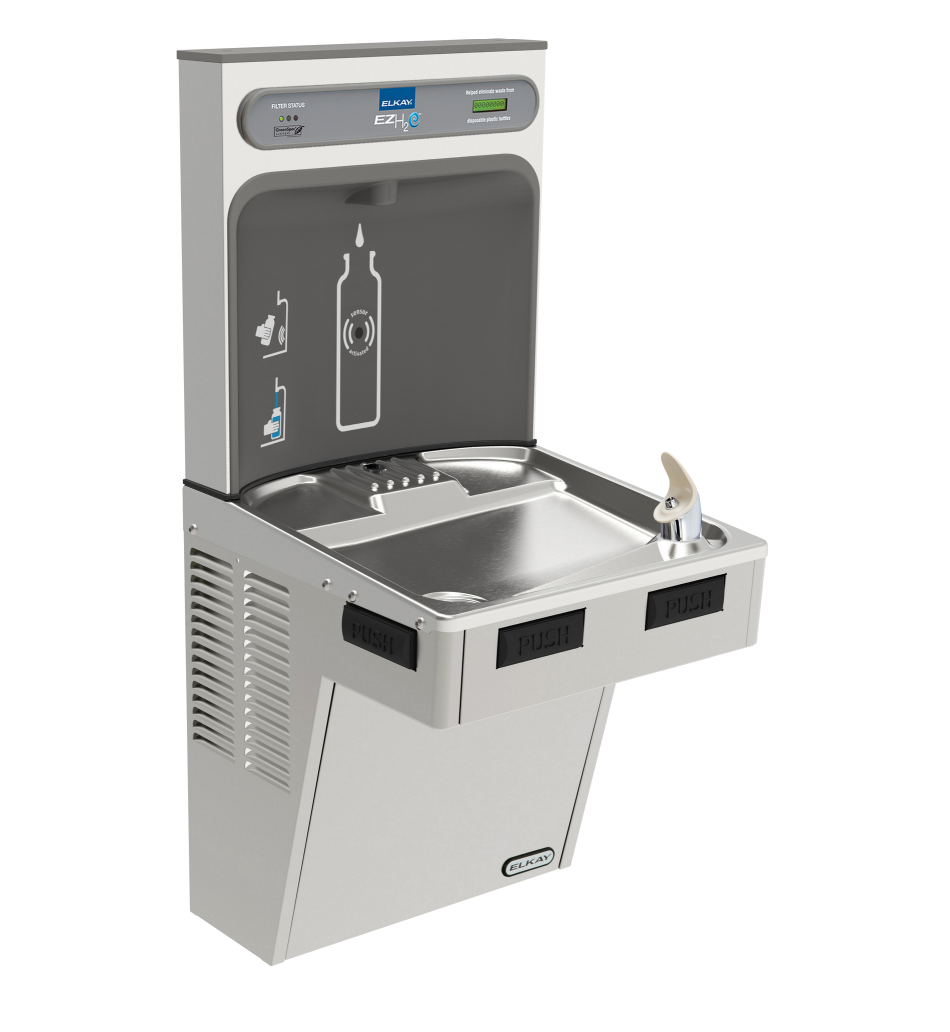 Elkay LMABFDWSSK | Wall-mount Bottle Filling Station | Filtered, Non-refrigerated, EMAB-style fountain, Stainless Steel - BottleFillingStations.com