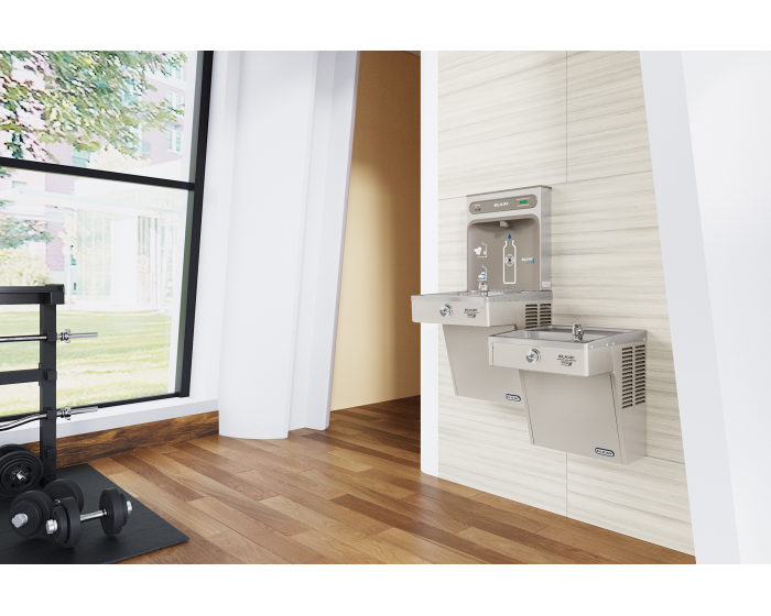 Elkay LVRCGRNTL8WSK | Wall-mount Bi-level Bottle Filling Station | Filtered, High-efficiency chiller, VRC-style fountain - BottleFillingStations.com