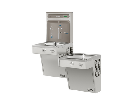 Elkay LVRCGRNTL8WSK | Wall-mount Bi-level Bottle Filling Station | Filtered, High-efficiency chiller, VRC-style fountain - BottleFillingStations.com