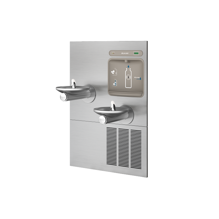 Elkay LZWS-LRPBM28K | | In-wall Bi-level Bottle Filling Station | Filtered, Refrigerated, SwirlFlo fountains (Comes with Mounting Frame) - BottleFillingStations.com