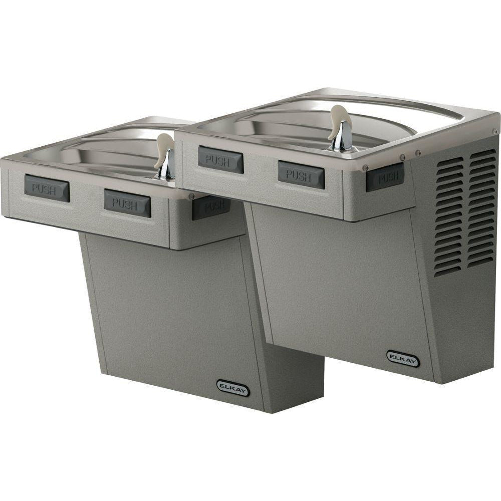 Elkay EMABFTLRDDLC | Wall-mount Bi-Level Drinking Fountain | Filterless, Non-refrigerated, Reversed fountains, EMAB-style, Granite Gray - BottleFillingStations.com