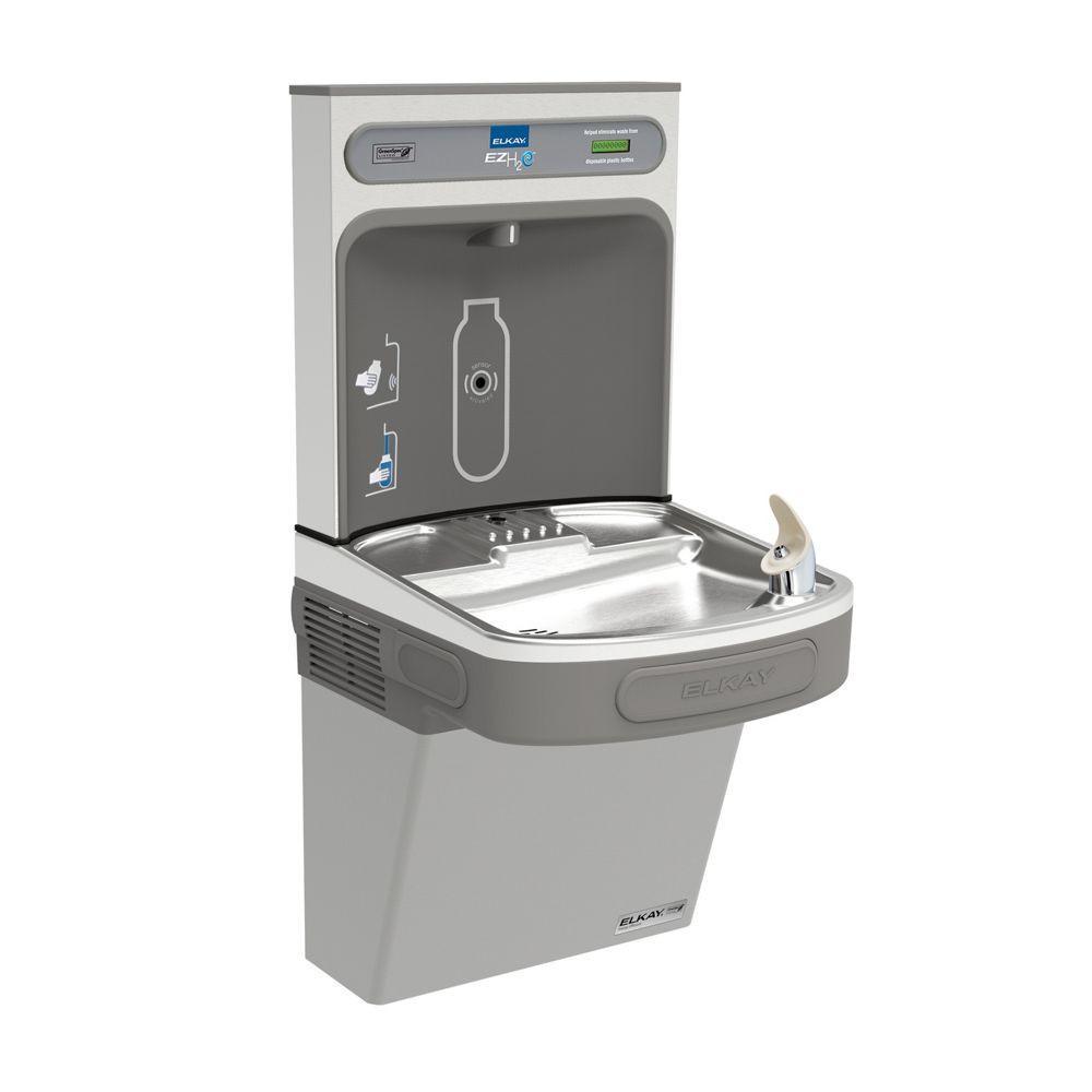 Elkay EZSG8WSSK | Wall-mount Bottle Filling Station | Filterless, High-efficiency chiller, EZ-style fountain, Stainless Steel - BottleFillingStations.com