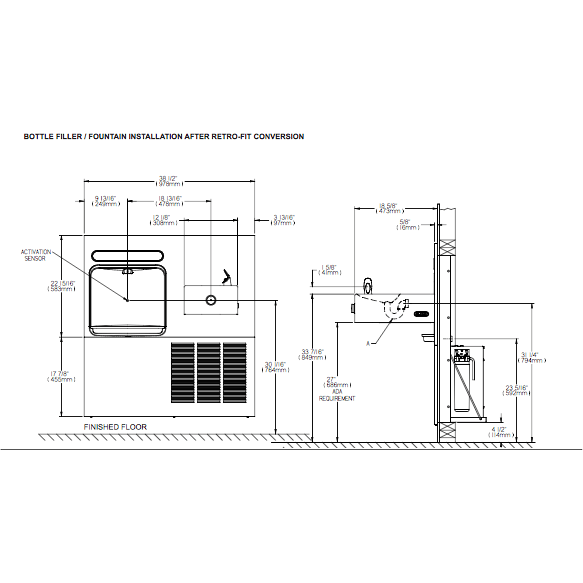 Elkay EZWS-ERFP8-RF | In-wall Retrofit Bottle Filling Station | Filterless, Refrigerated, For use with Soft-sides fountains, Stainless Steel - BottleFillingStations.com