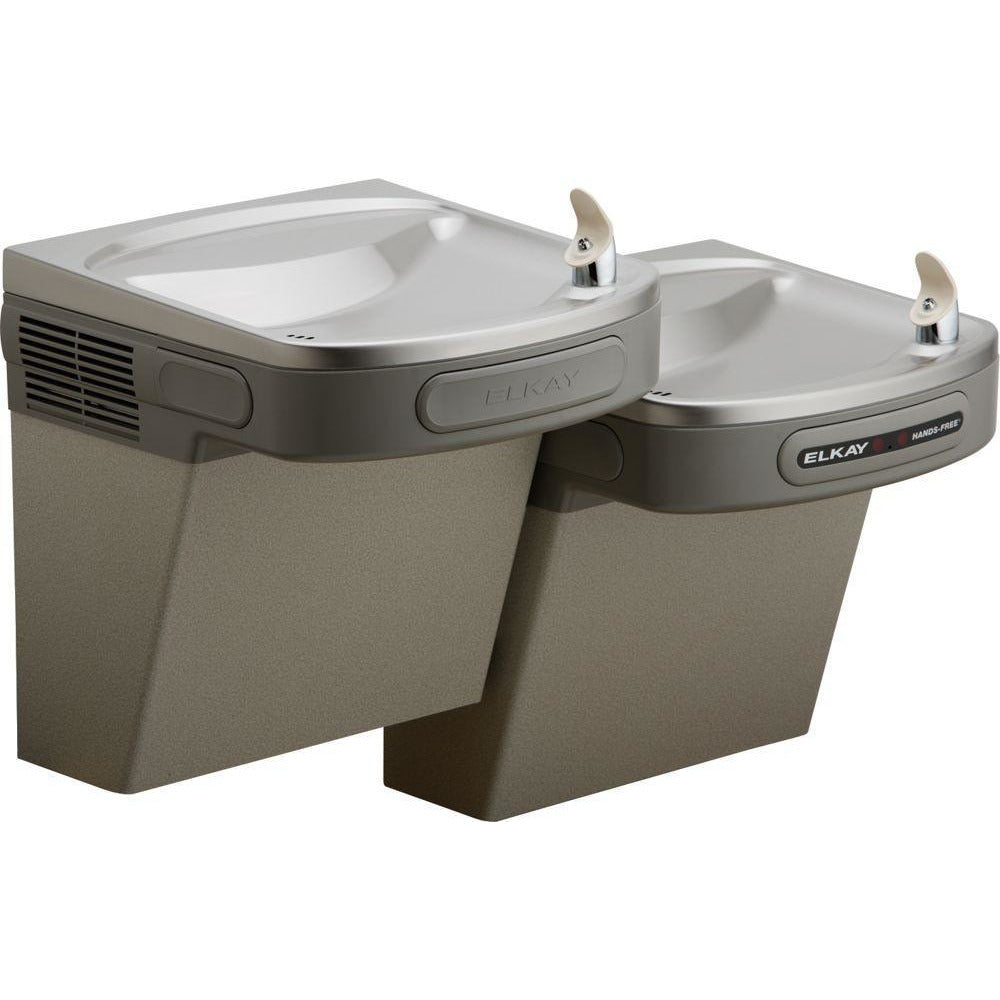 Elkay EZOSTL8LC | Wall-mount EZ-style Bi-level Drinking Fountain | Filterless, Refrigerated, Hands-free, Granite Gray - BottleFillingStations.com