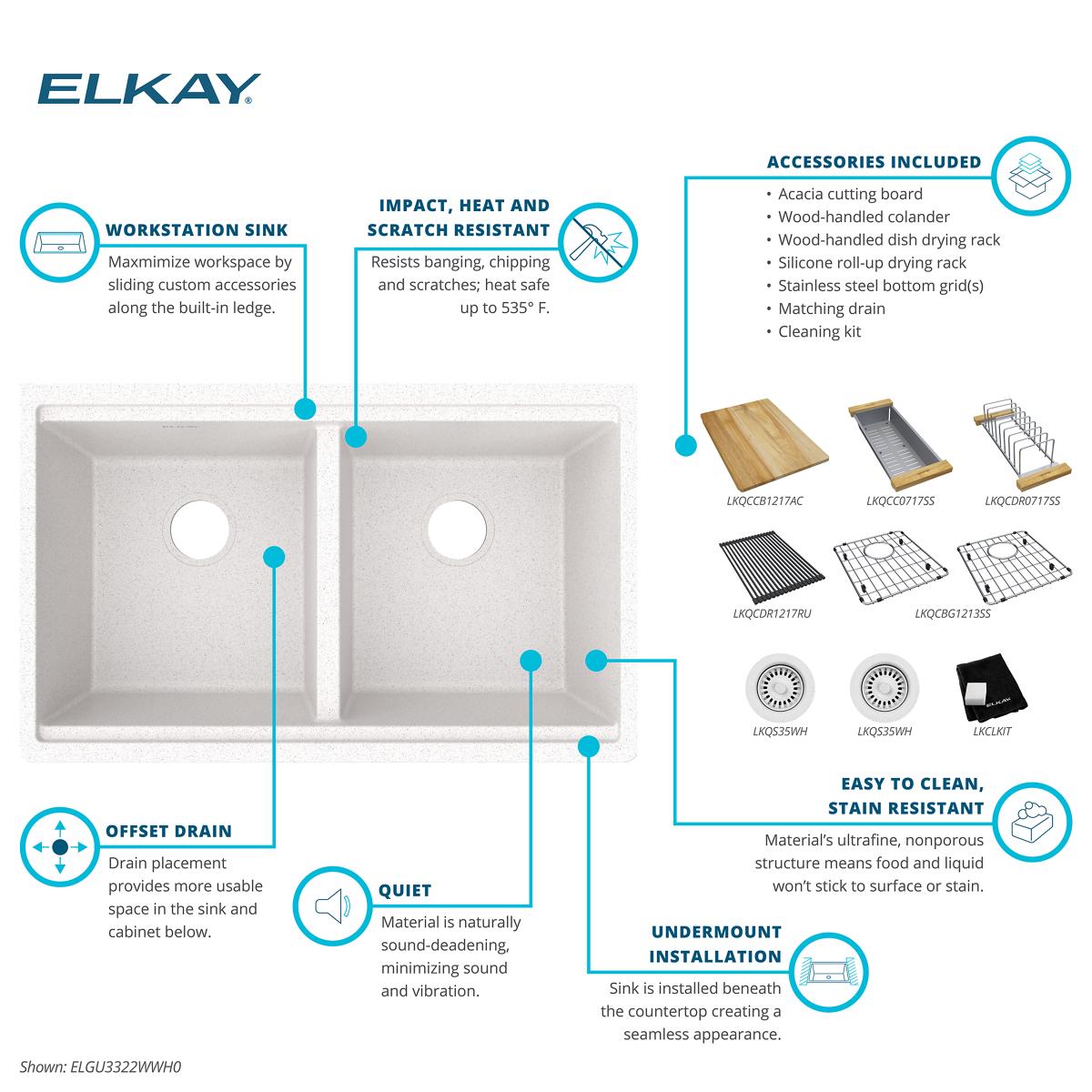Elkay ELGU3322WWH0