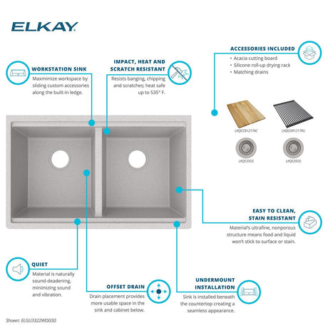 Elkay ELGU3322WOGS0