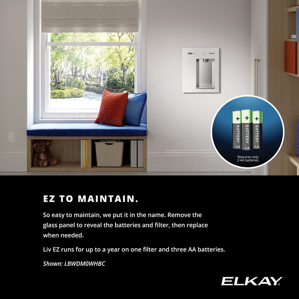 Elkay LBWDM0BKBC | Mechanical Built-in Filtered Water Dispenser, Battery Operated, Non-Refrigerated