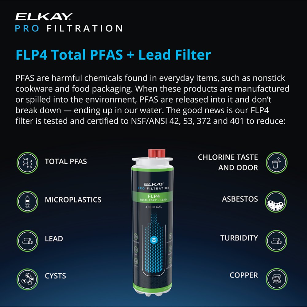 Elkay FLP4 | Pro Filtration System for PFAS, Lead & Microplastics with 4000 Gal Capacity