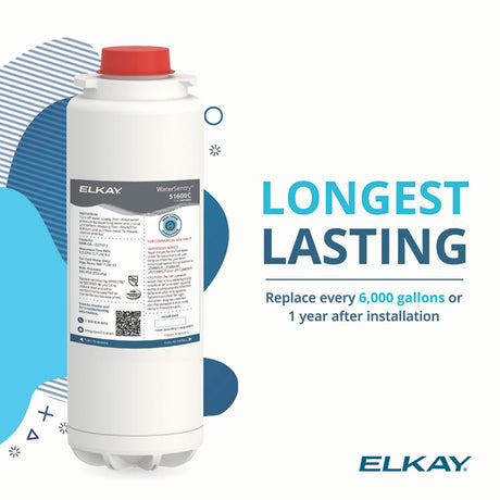 Elkay WaterSentry 51600C High-Capacity Water Filter - Enjoy long-lasting filtration with up to 6,000 gallons of clean water before replacement.