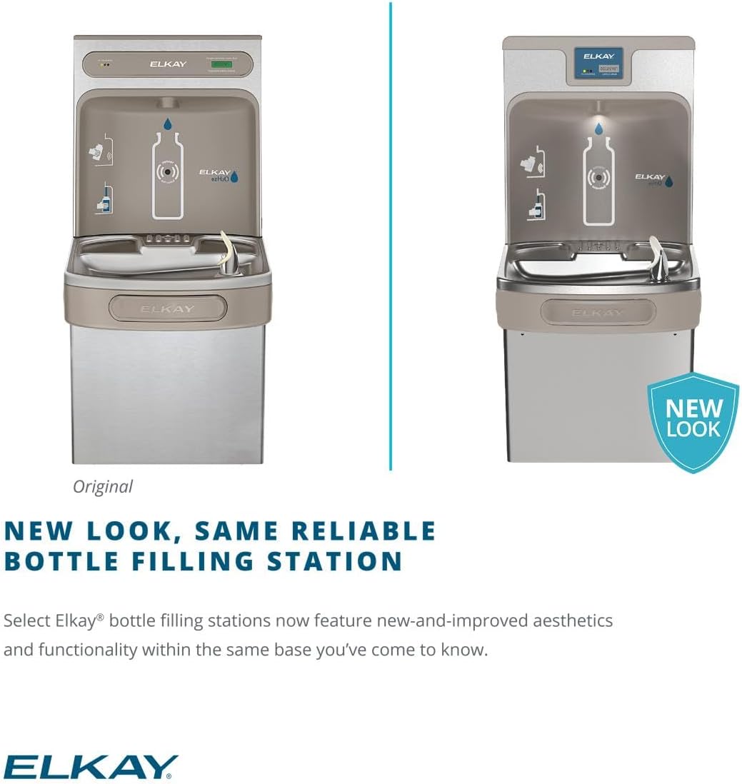 Elkay LZS8WSVRSK | Wall-mount Bottle Filling Station | Filtered, Refrigerated, EZ-style Fountain Vandal-resistant Bubbler, Stainless Steel