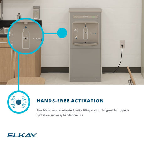 Elkay DSSBF8S EZH2O Floor-Standing Bottle Filling Station - Enjoy hands-free hydration with this sensor-activated drinking fountain. Perfect for busy offices, schools, and public spaces.