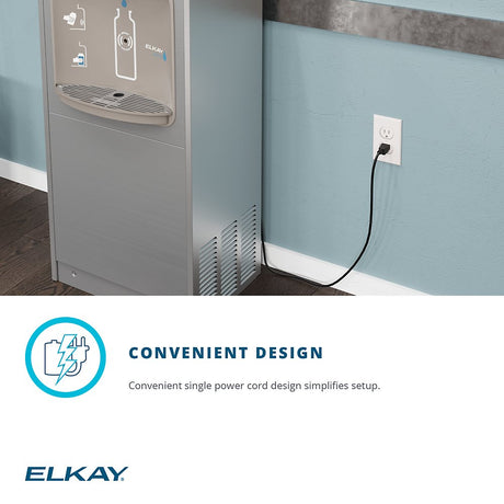 DSSBF8S - Elkay ezH2O Floor-Standing Bottle Filling Station - Convenient single power cord design for easy setup and installation. Enjoy filtered and chilled water from this versatile drinking fountain.