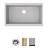 Elkay ELGRU13322WOGS0 | Quartz Classic, Single Bowl Undermount Workstation Sink | Greystone