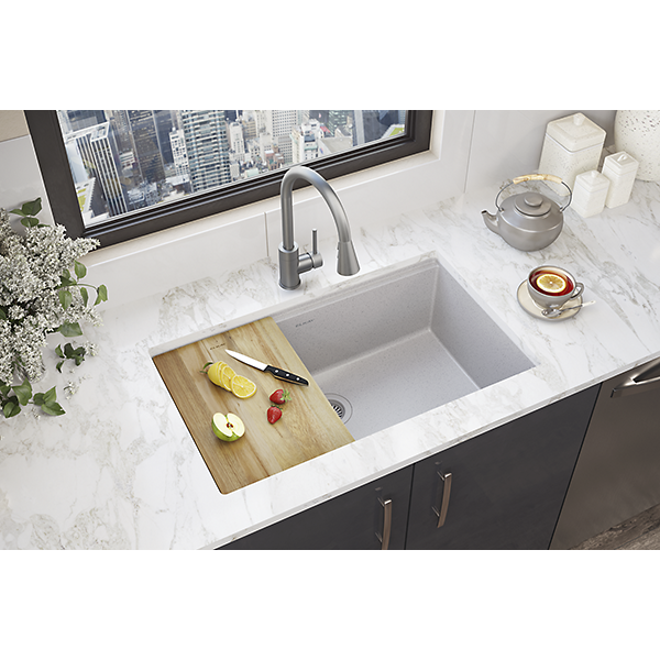 Elkay ELGRU13322WOGS0 | Quartz Classic, Single Bowl Undermount Workstation Sink | Greystone