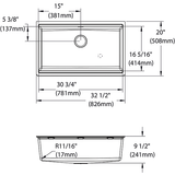 Elkay ELGRU13322WOGS0 | Quartz Classic, Single Bowl Undermount Workstation Sink | Greystone