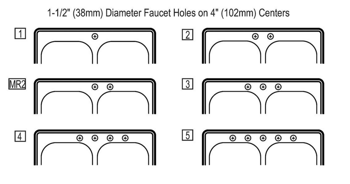 Elkay DSE23319 Faucet Hole Configurations