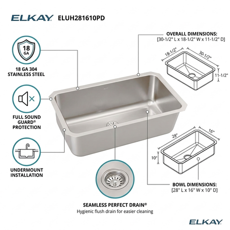 Elkay ELUH281610PD