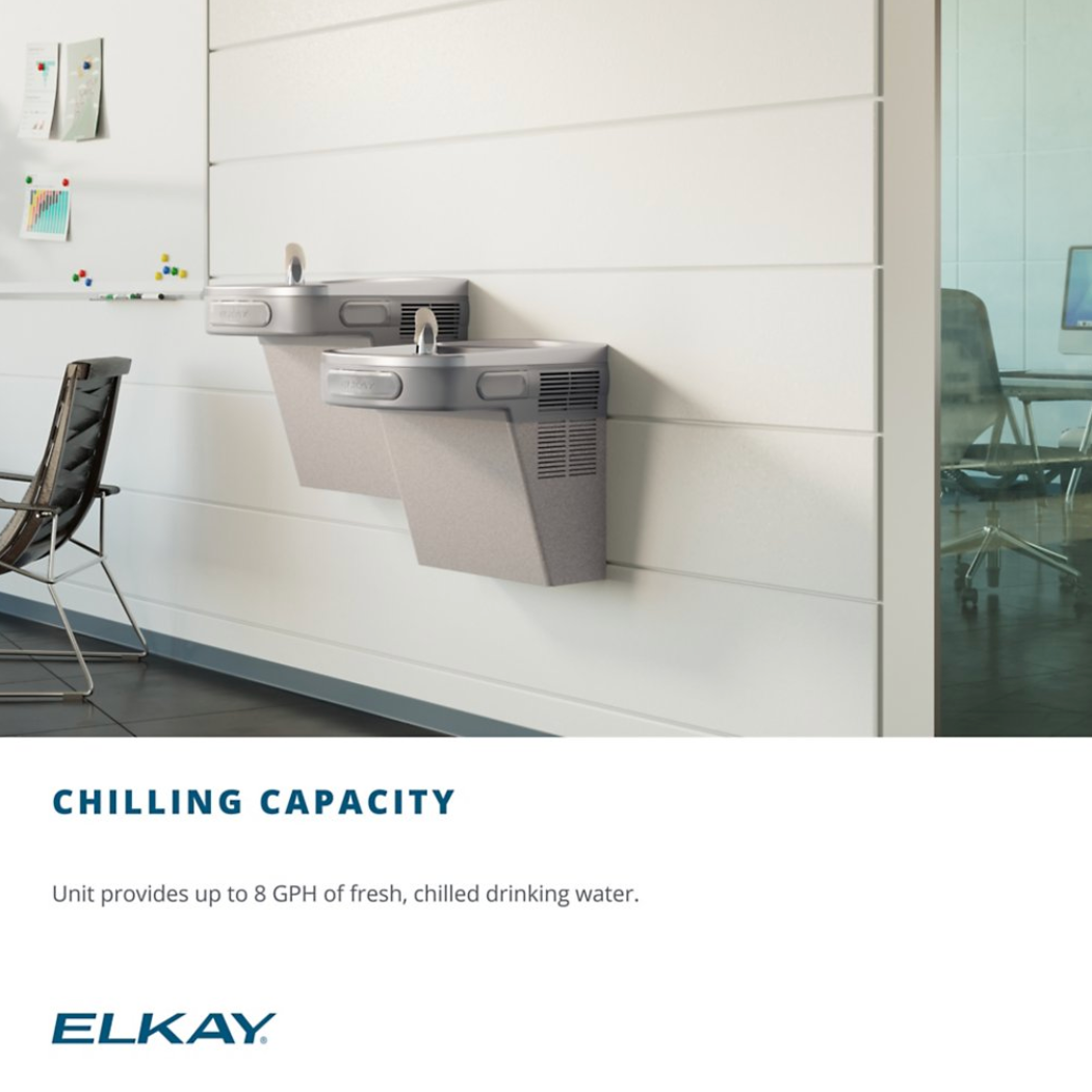 Elkay EZSTL8LC | Wall-mount Versatile Bi-Level Drinking Fountain | Filterless, Refrigerated, EZ-style, Granite Gray