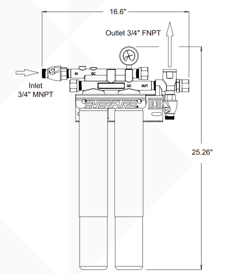 Everpure EV927502 | QC7I Twin-MC2 Dimension