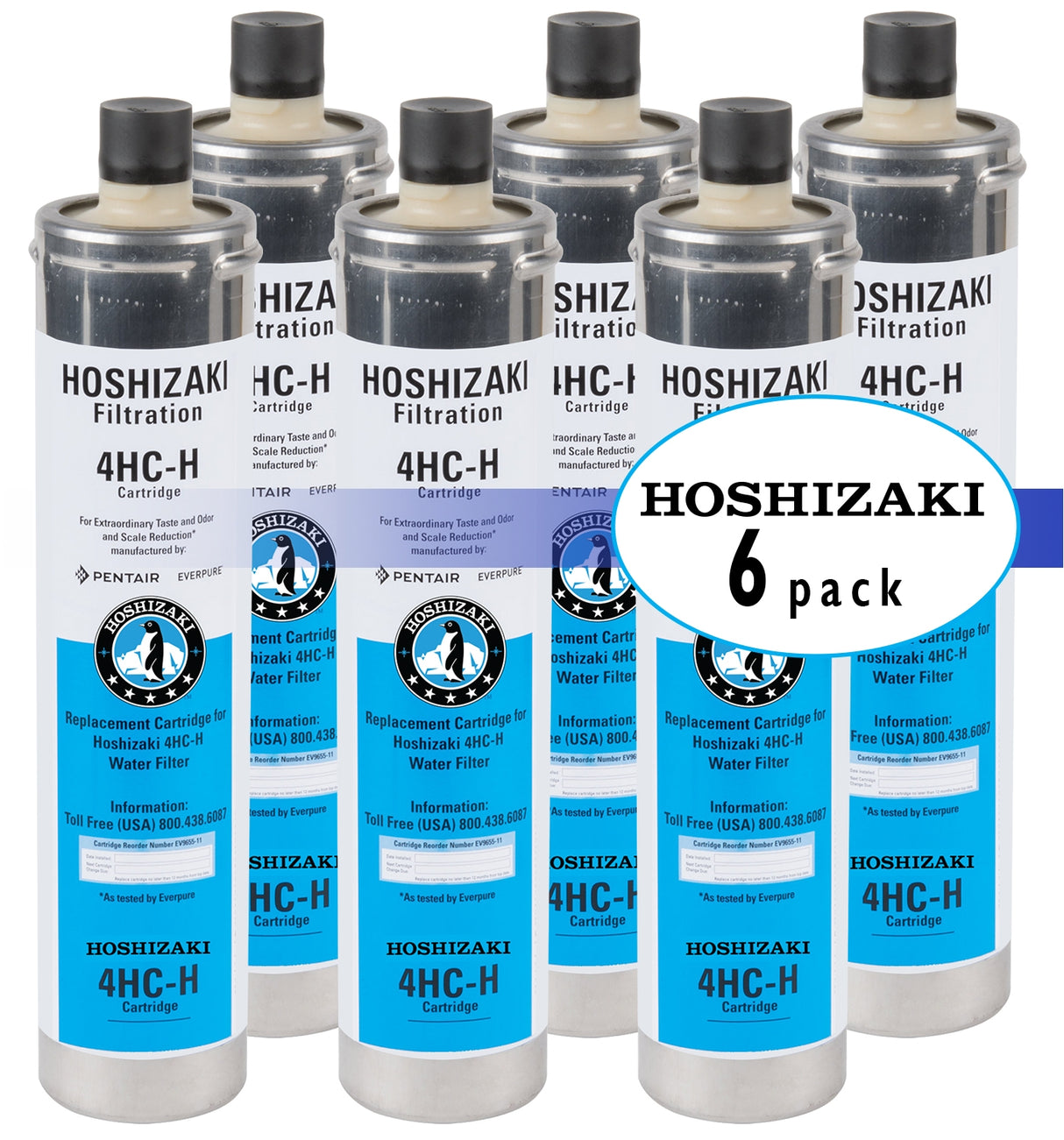 Hoshizaki H9655-06 | 4HC-H Water Filter System Replacement Cartridge | 21,000 Gal Capacity (Pack of 6)