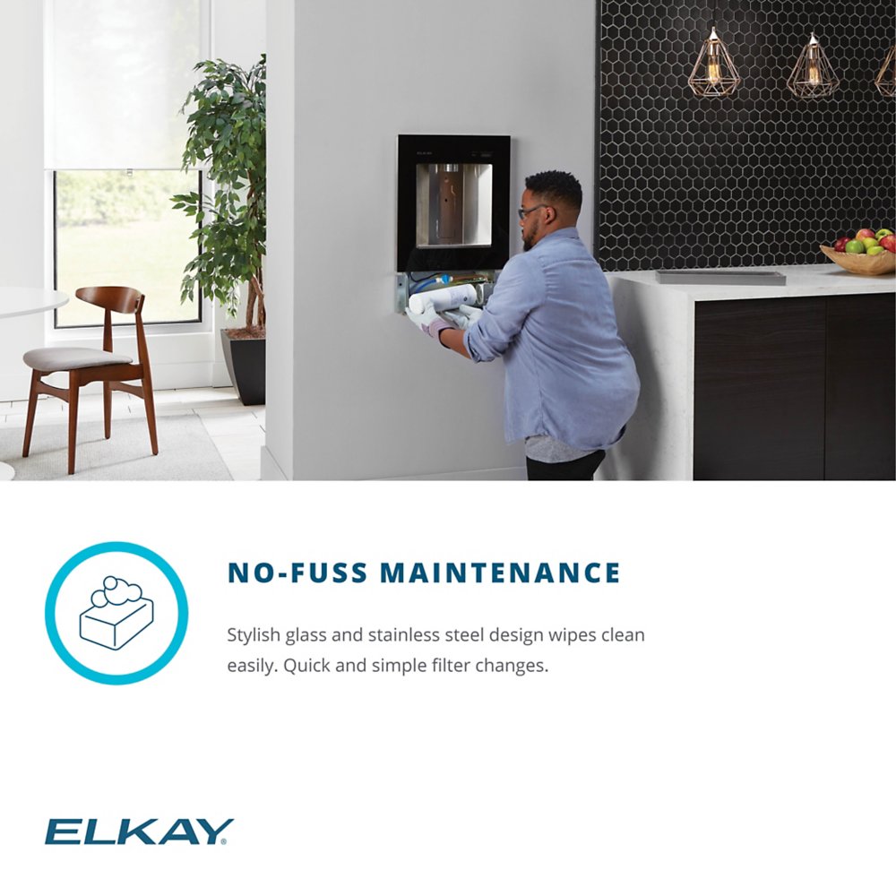 Elkay ezH2O Liv Built-in Filtered Water Dispenser - Enjoy clean, filtered water from this stylish and easy-to-maintain dispenser. With its sleek glass and stainless steel design, it's perfect for any kitchen.