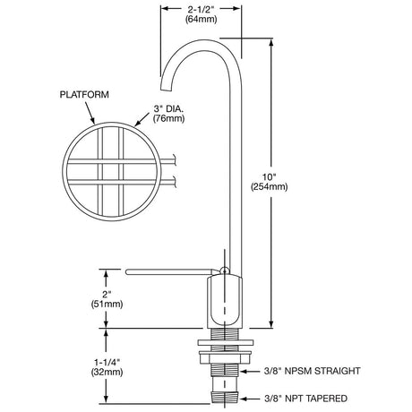 Elkay LK1114 Chrome Glass Filler Dimensions