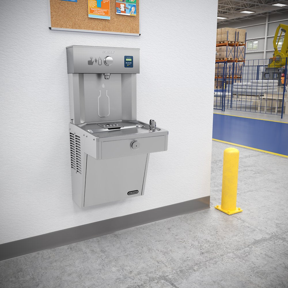 Elkay LVRC8WSK | Wall-mount Bottle Filling Station | Filtered, Refrigerated, VRC-style fountain, Fully Vandal-resistant