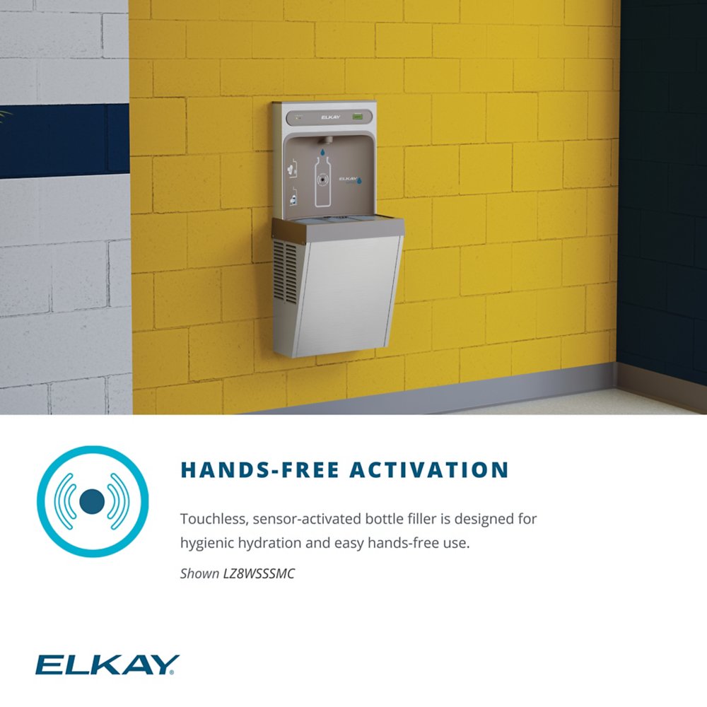 Elkay LZ8WSSSMC EZH2O Wall-Mounted Bottle Filling Station - This hands-free, sensor-activated fountain is perfect for promoting hygienic hydration. It's easy to use and ideal for busy areas like schools and offices.