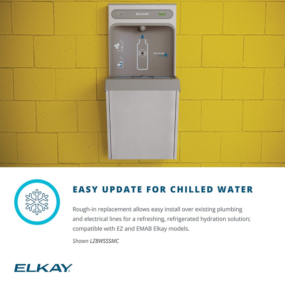 Elkay LZ8WSSSMC EZH2O Refrigerated Surface Mount Bottle Filling Station - Upgrade your existing Elkay EFA or EMAB model with this easy-to-install refrigerated drinking fountain. Enjoy chilled, filtered water with a sleek and modern design.