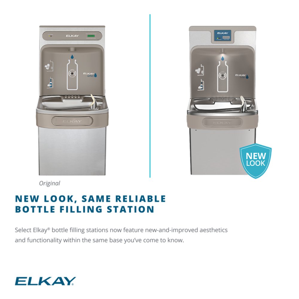 Elkay LZS8WSLK | Wall-mount Bottle Filling Station | Filtered, Refrigerated, EZ-style fountain, Granite Gray - BottleFillingStations.com