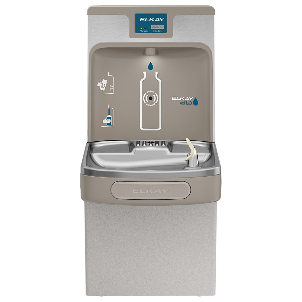 Elkay LZS8WSLK | Wall-mount Bottle Filling Station | Filtered, Refrigerated, EZ-style fountain, Granite Gray - BottleFillingStations.com