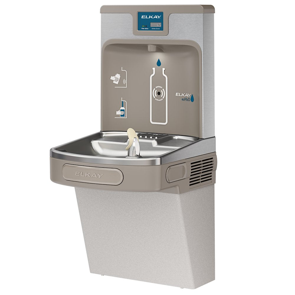 Elkay LZS8WSLK | Wall-mount Bottle Filling Station | Filtered, Refrigerated, EZ-style fountain, Granite Gray - BottleFillingStations.com