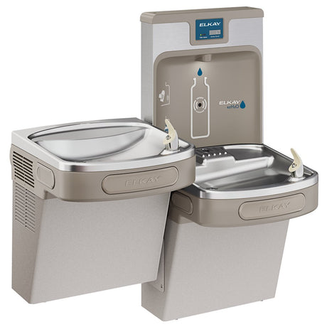 Elkay LZSTL8WSLK | Wall-mount Bi-level Bottle Filling Station | Filtered, Refrigerated, EZ-style fountain, Granite Gray - BottleFillingStations.com