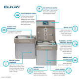 Elkay LZSTL8WSSP Wall-Mounted Drinking Fountain - A bi-level drinking fountain with a glass filler. It provides up to 8 gallons per hour of chilled drinking water. Ideal for office settings or other indoor spaces. The fountain has a white finish, making it a visually appealing addition to any environment.