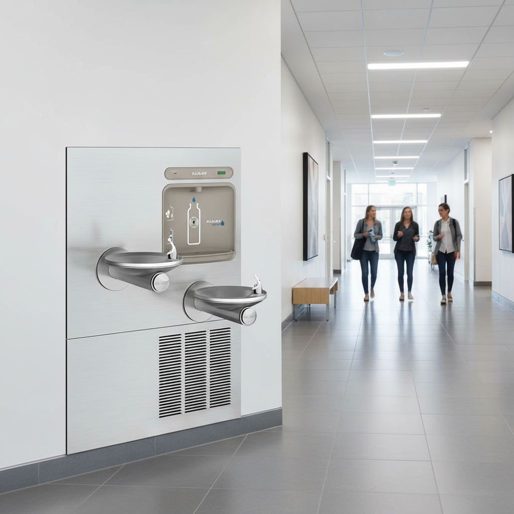 Elkay LZWS-LRPBM28K | In-wall Bottle Filling Station & SwirlFlo Fountains | Filtered, Refrigerated, Comes with Mounting Frame