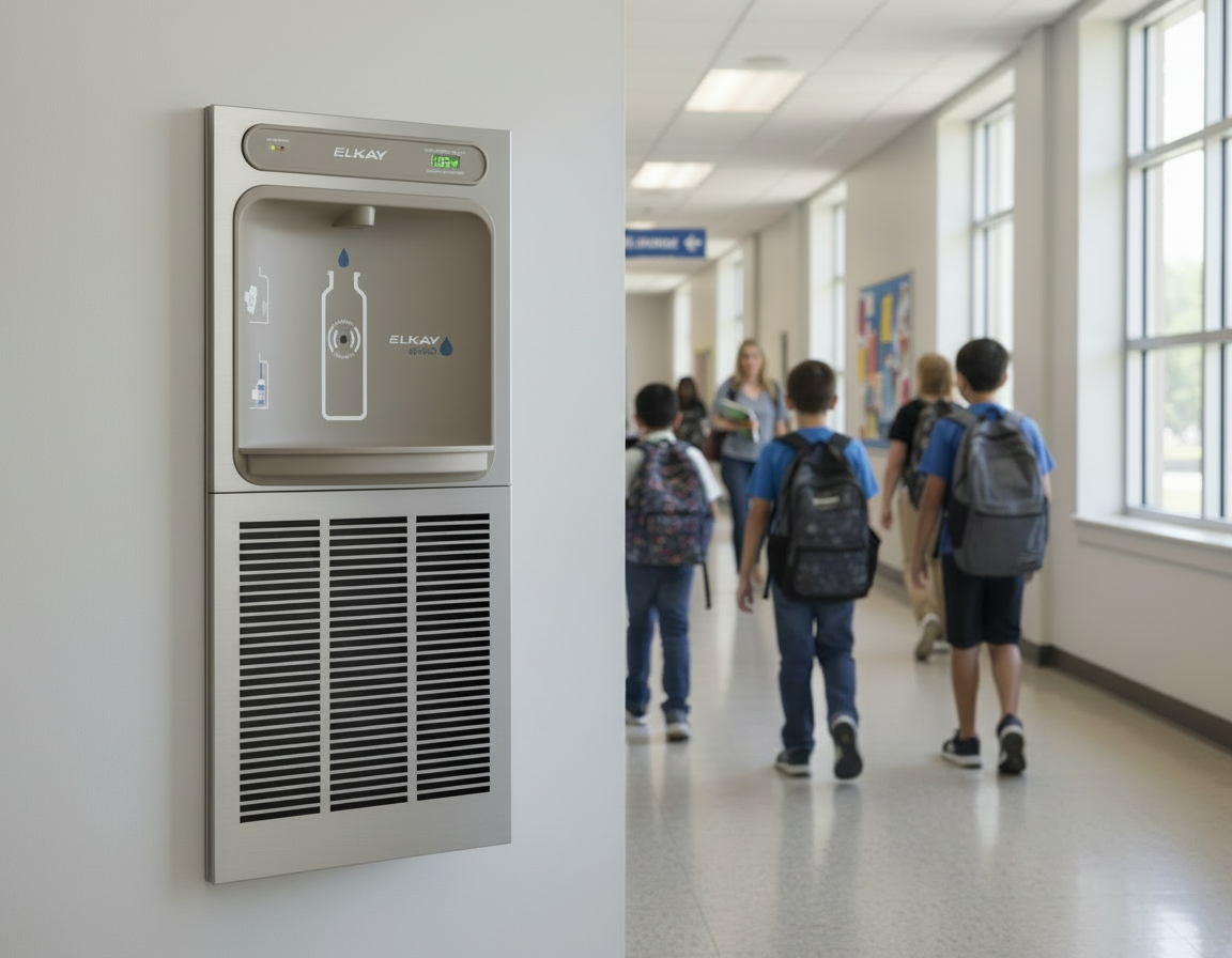 Elkay LZWSM8K | In-wall Bottle Filler | Filtered, Refrigerated, Hands-free, Mounting Frame Included