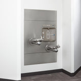 Elkay EZWS-EDFPBM117K | In-wall Bi-Level Bottle Filling Station | Filterless, Non-refrigerated, SwirlFlo fountains, Stainless Steel (Comes with Mounting frame) - BottleFillingStations.com