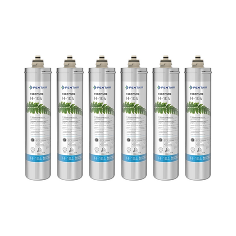 Pentair Everpure EV961216 | H-104 Replacement Filter Cartridges, 1,000 gal (6 Pack)