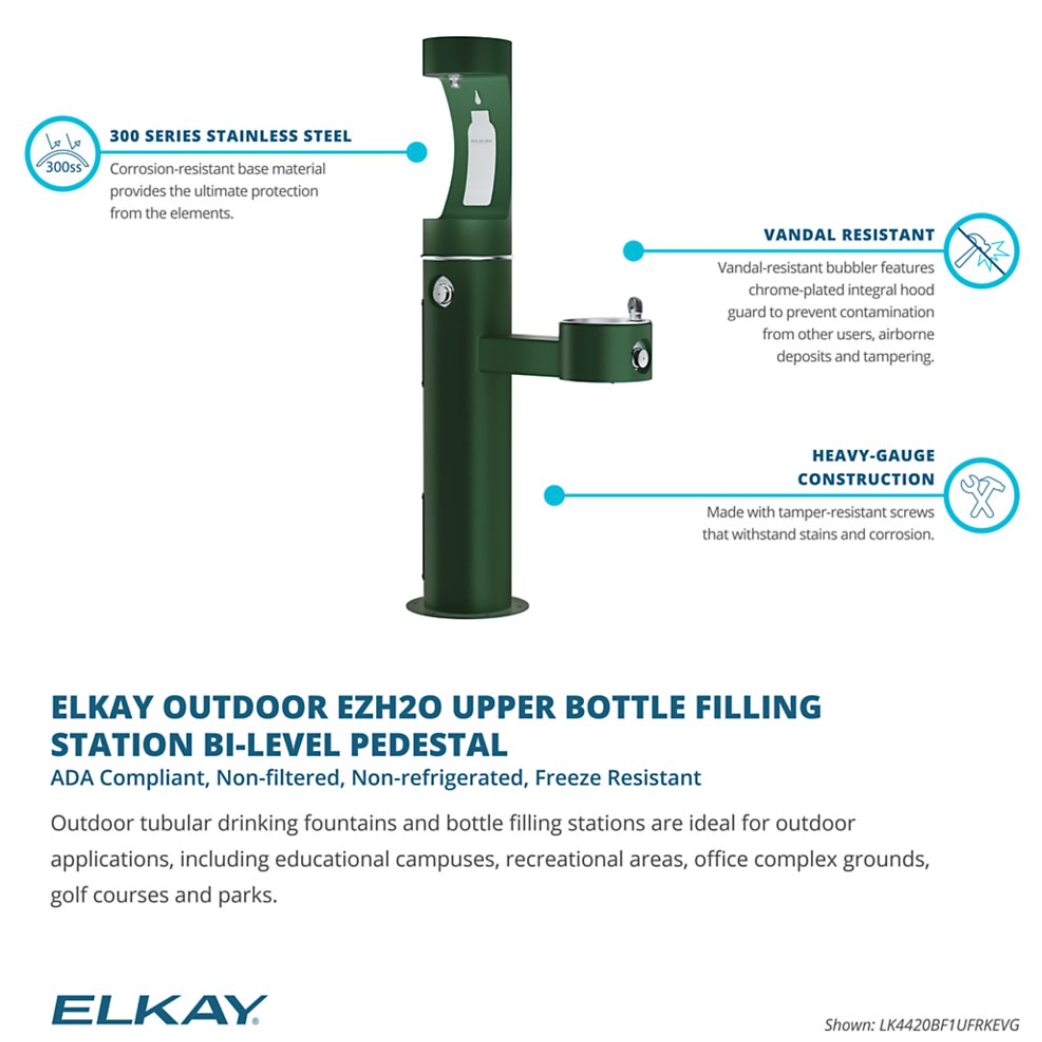 Elkay LK4420BF1UFRK | Freestanding Bottle Filling Station | Filterless, Non-refrigerated, Freeze-resistant