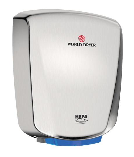 World Dryer Q-973A2 | VERDEdri Automatic Hand Dryer, HEPA-Filtered, Brushed Stainless Steel