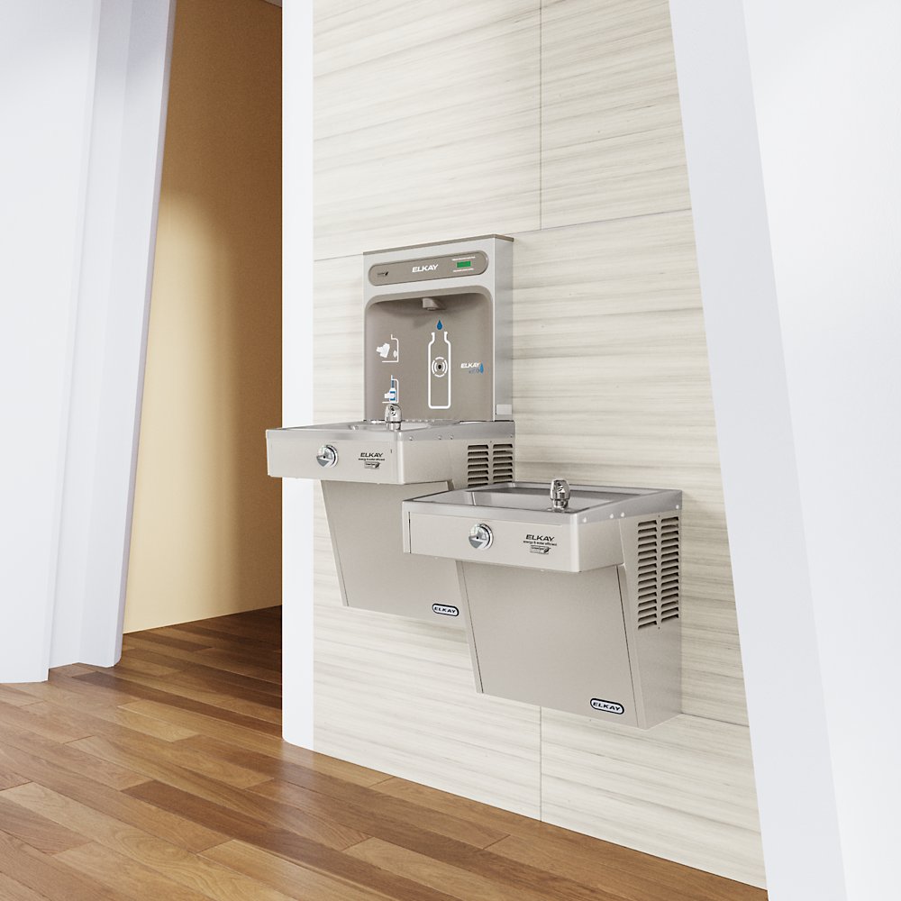 Elkay VRCGRNTL8WSK | Wall-mount Bi-level Bottle Filling Station | Filterless, High-efficiency chiller, VRC-style Fountains, Vandal-resistant Fountains