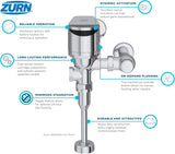 Zurn ZER6003AV-WS1-TM-HW | Top Mount Exposed Sensor Flush Valve for Urinal, Ceramic Gears, Hardwired