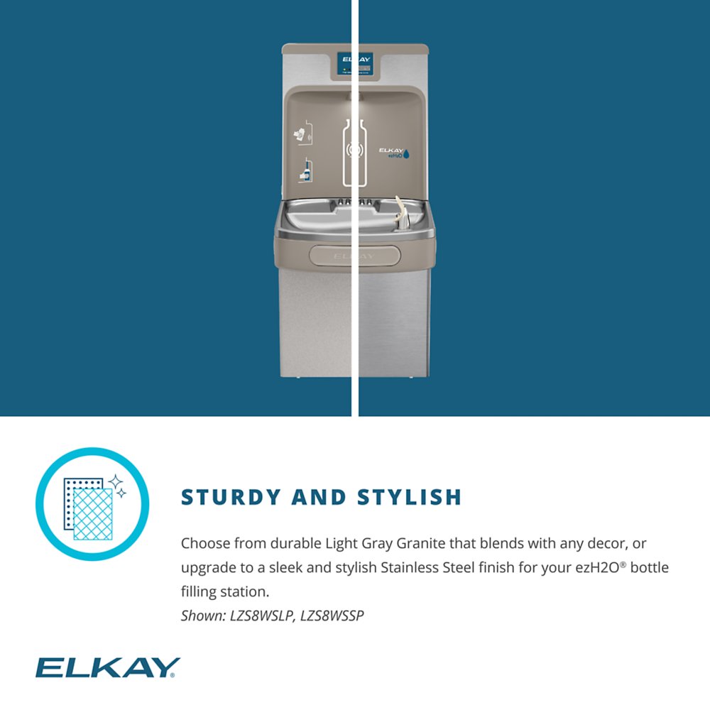 Elkay LZS8WSLP | Enhanced EZH2O Bottle Filling Station | Filtered, Refrigerated, Light Gray