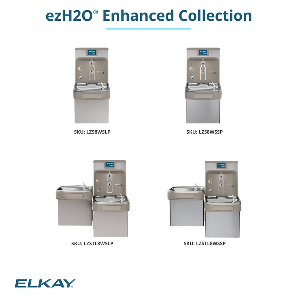 Elkay LZS8WSLP | Enhanced EZH2O Bottle Filling Station | Filtered, Refrigerated, Light Gray